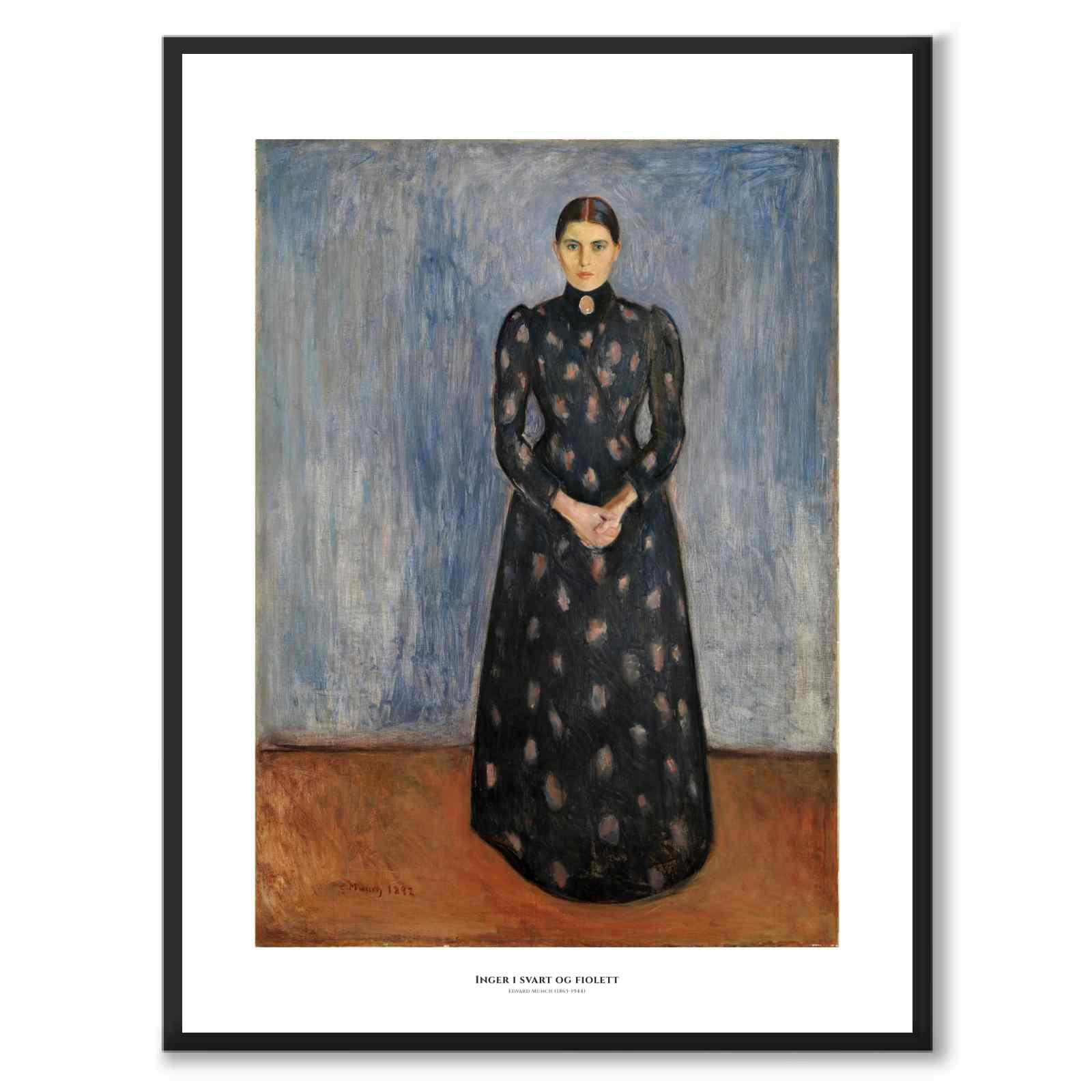 Inger i svart og fiolett av Edvard Munch som konstposter från Historly – med vit kant och titel