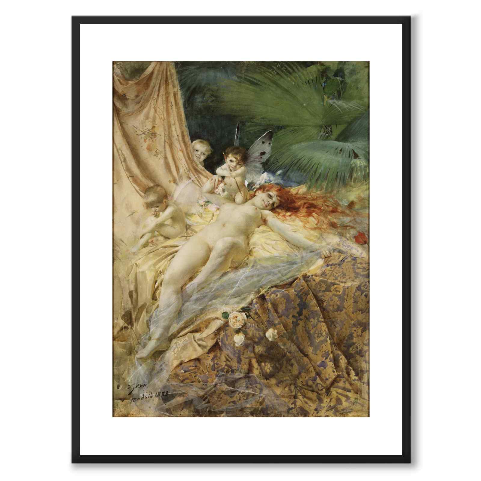 Kärleksnymf av Anders Zorn som poster med nordisk mytologi och folktro från Historly – med vit kant utan titel