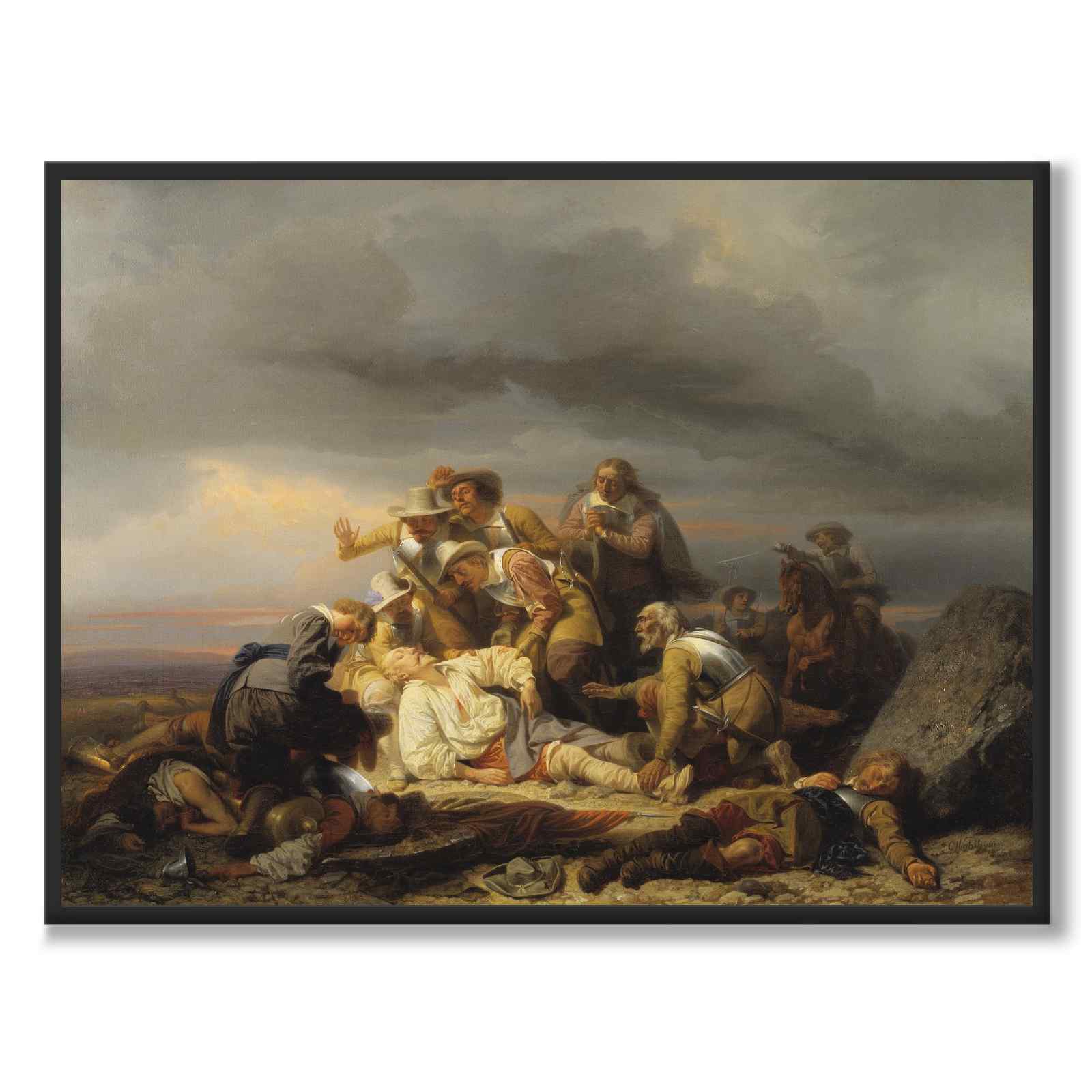 Gustaf II Adolf återfinnes död efter slaget vid Lützen som konstposter från Historly – helbild utan vit kant