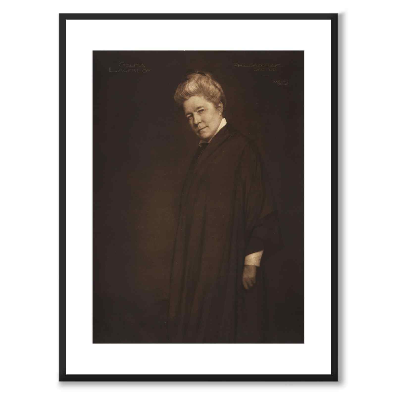 Selma Lagerlöf som historiskt fotografi och poster från Historly – med vit kant utan titel