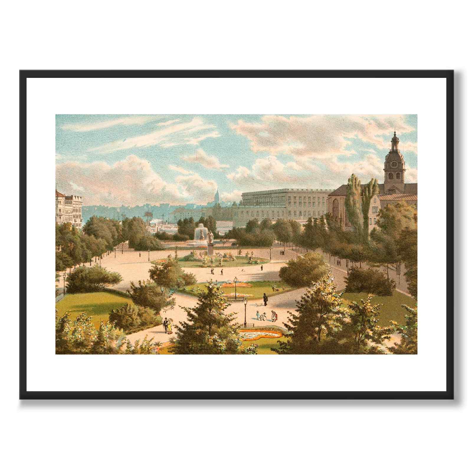 Kungsträdgården 1880 as an art poster from Historly – with white border without title