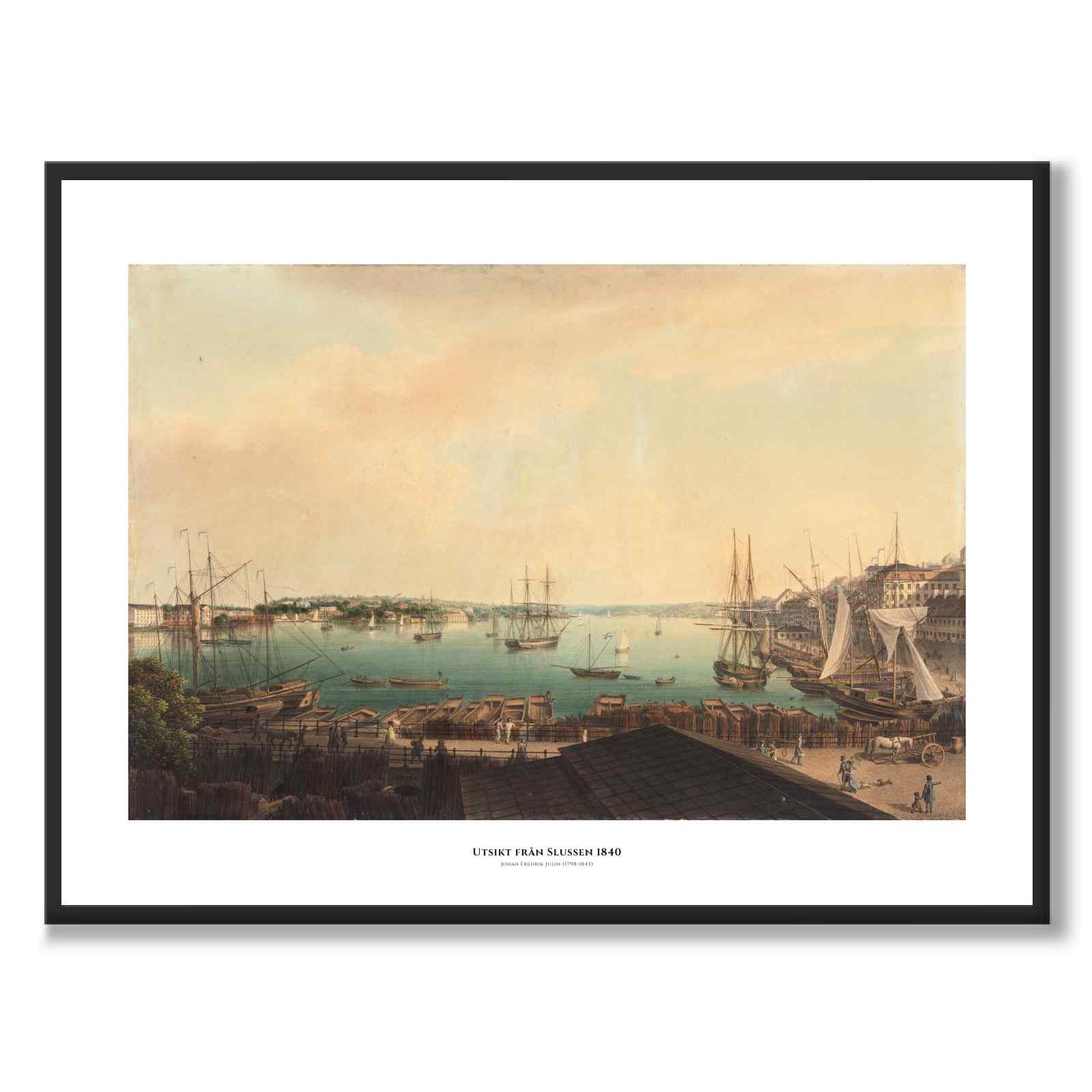 View from Slussen 1840 as an art poster from Historly – with white border and title