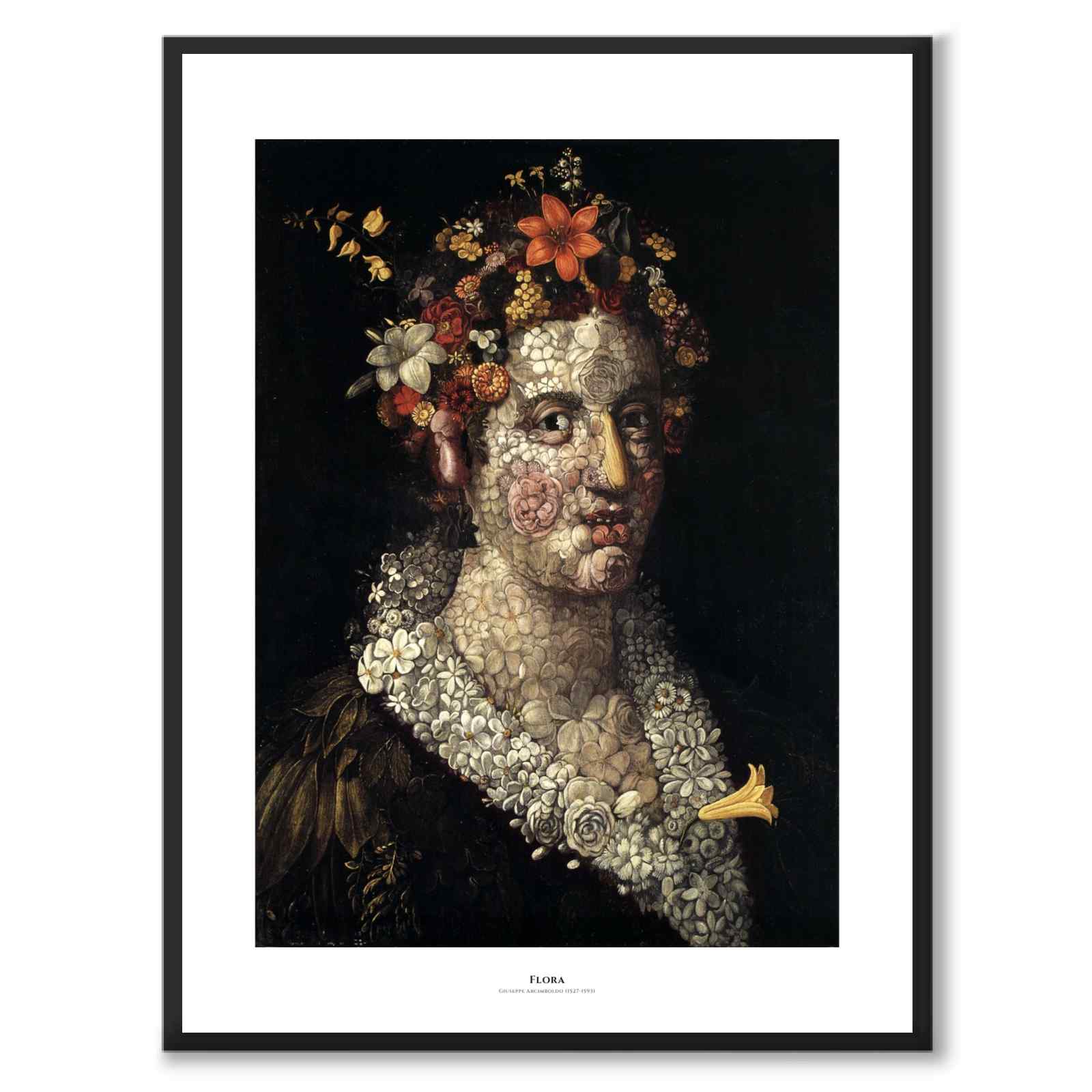 Flora as an art poster from Historly – with white border and title