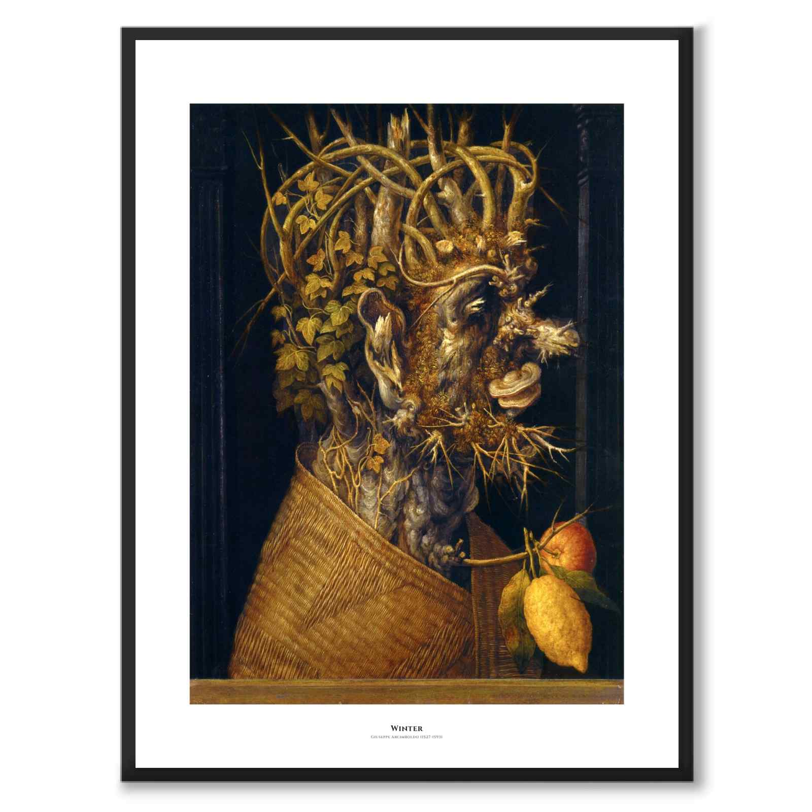 Winter as an art poster from Historly – with white border and title
