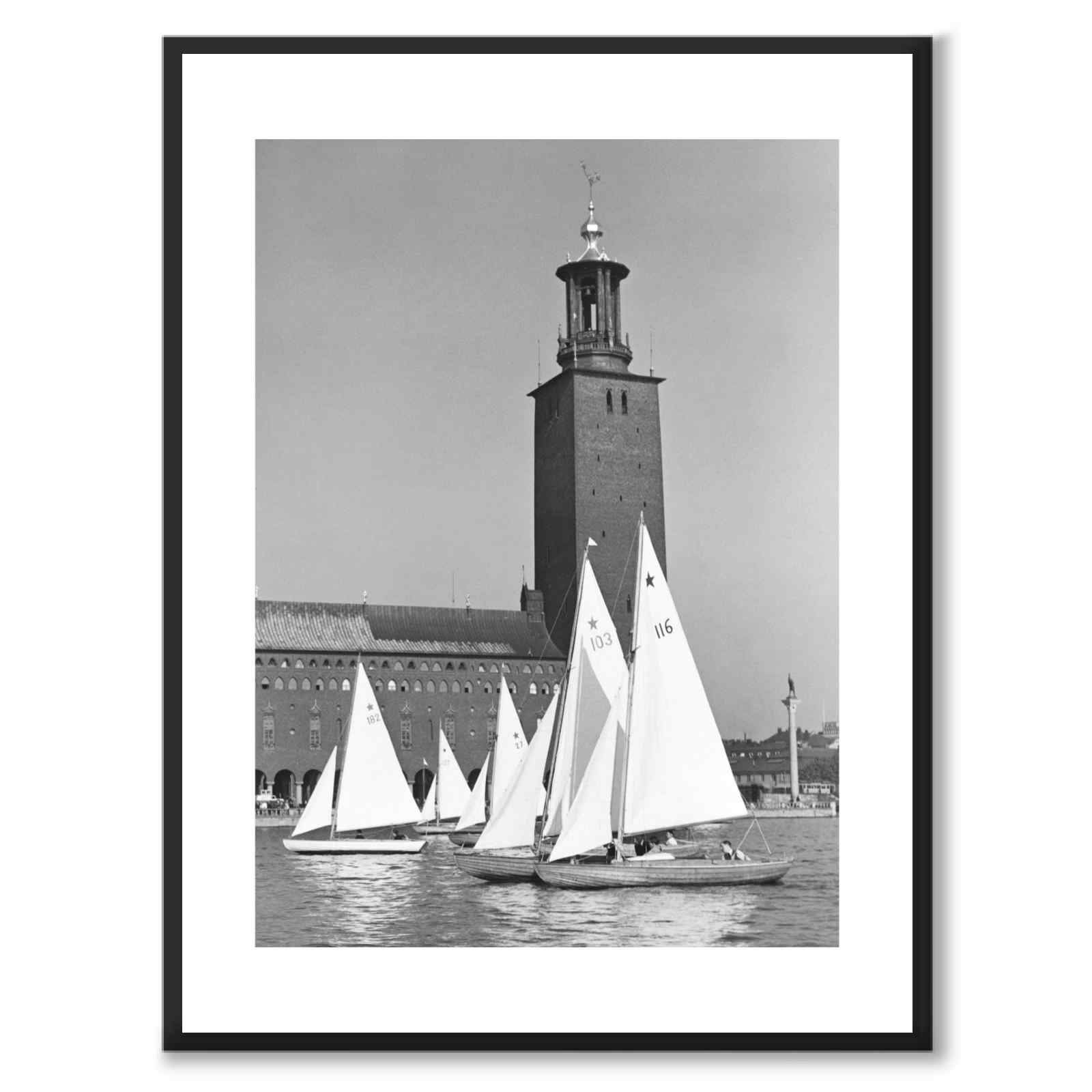 Stockholm City Hall 1938 as a historic photograph and poster from Historly – with white border without title