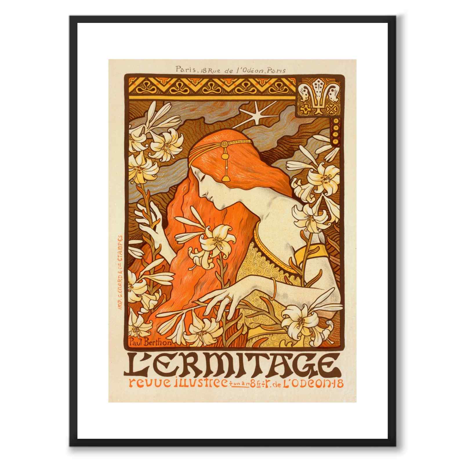 L'Ermitage as a vintage illustration and poster from Historly – with white border without title