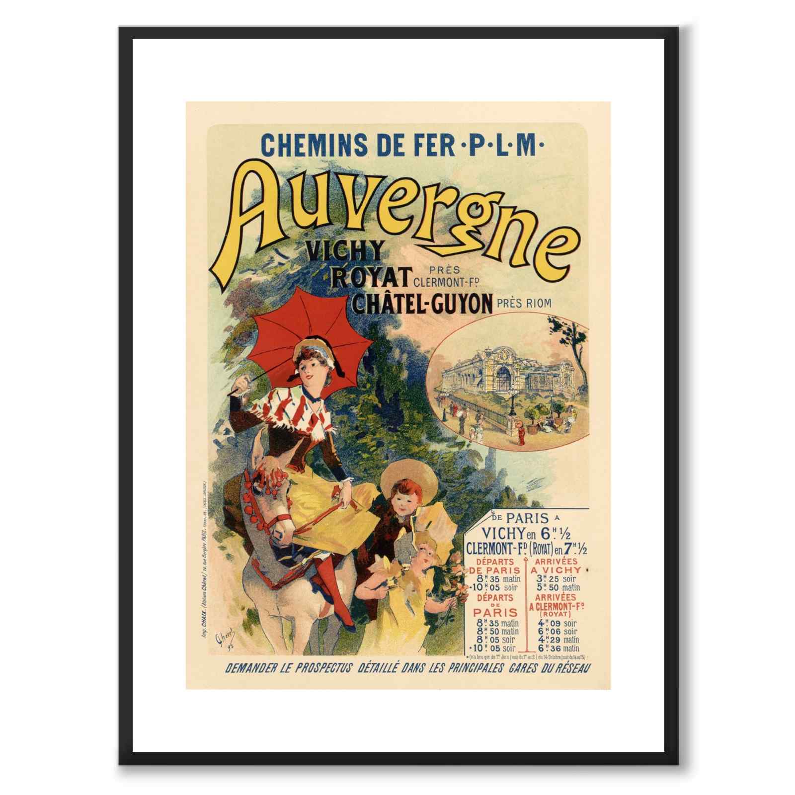 Auvergne as a vintage illustration and poster from Historly – with white border without title