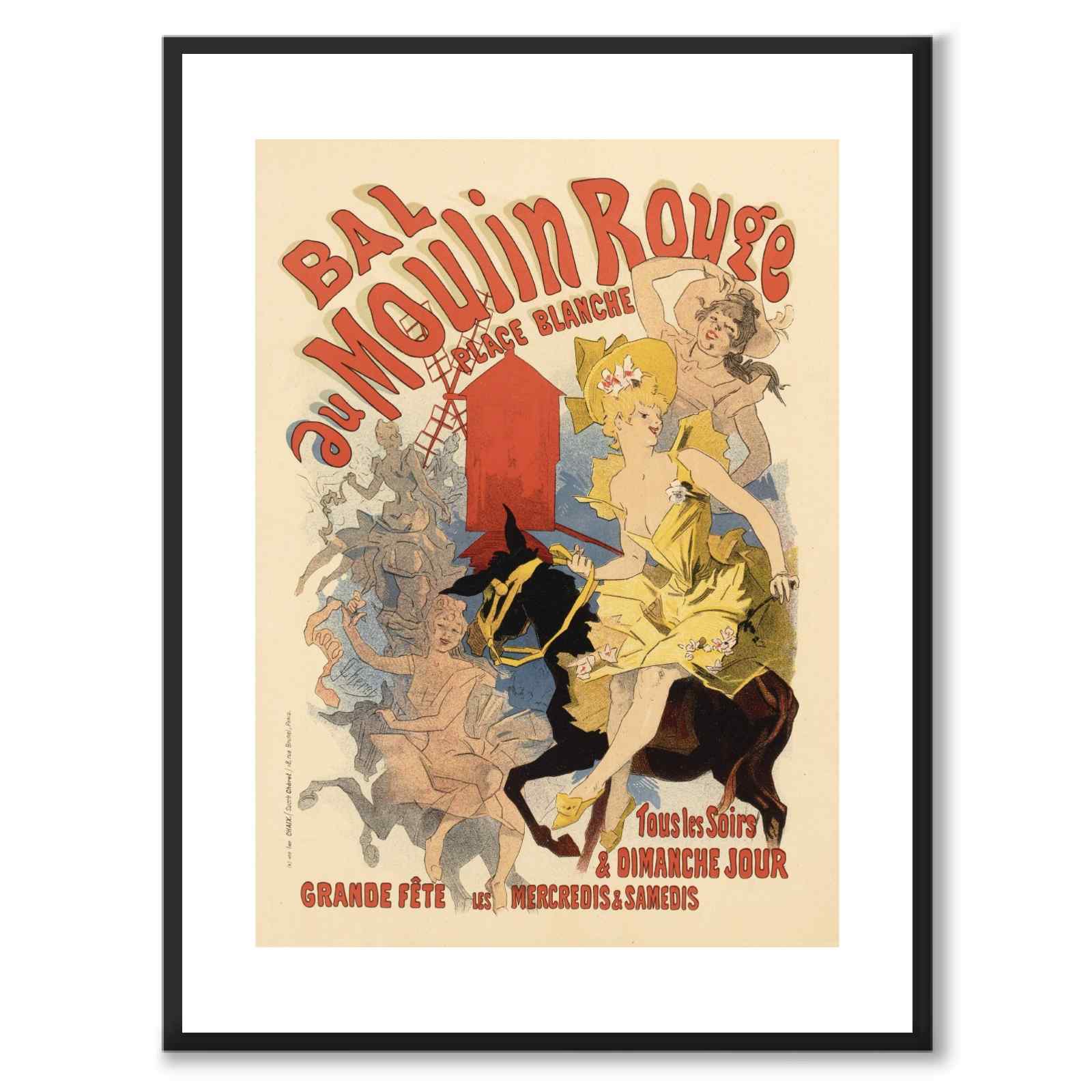 Moulin Rouge as a vintage illustration and poster from Historly – with white border without title