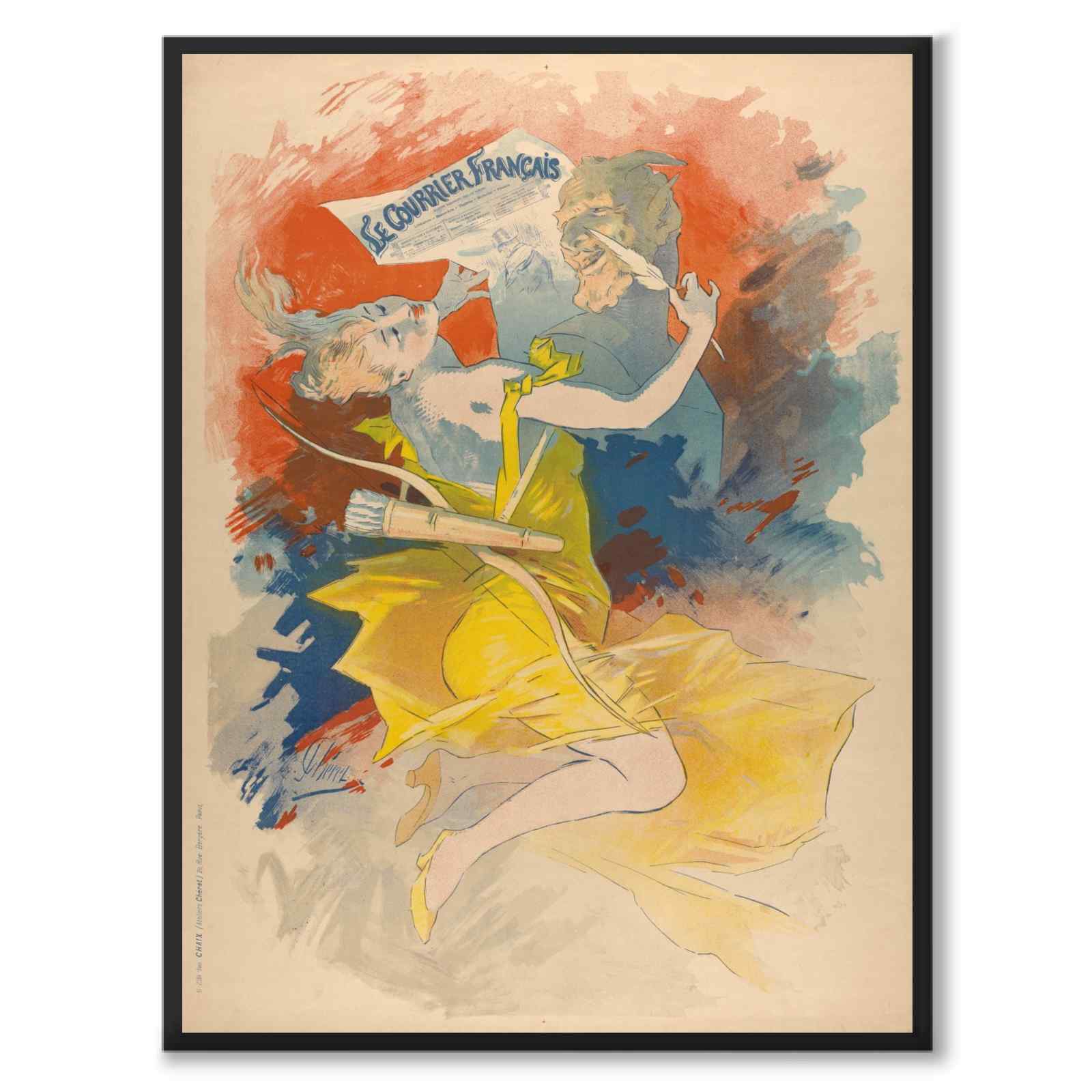 Courrier francáis som vintageillustration och poster från Historly – helbild utan vit kant