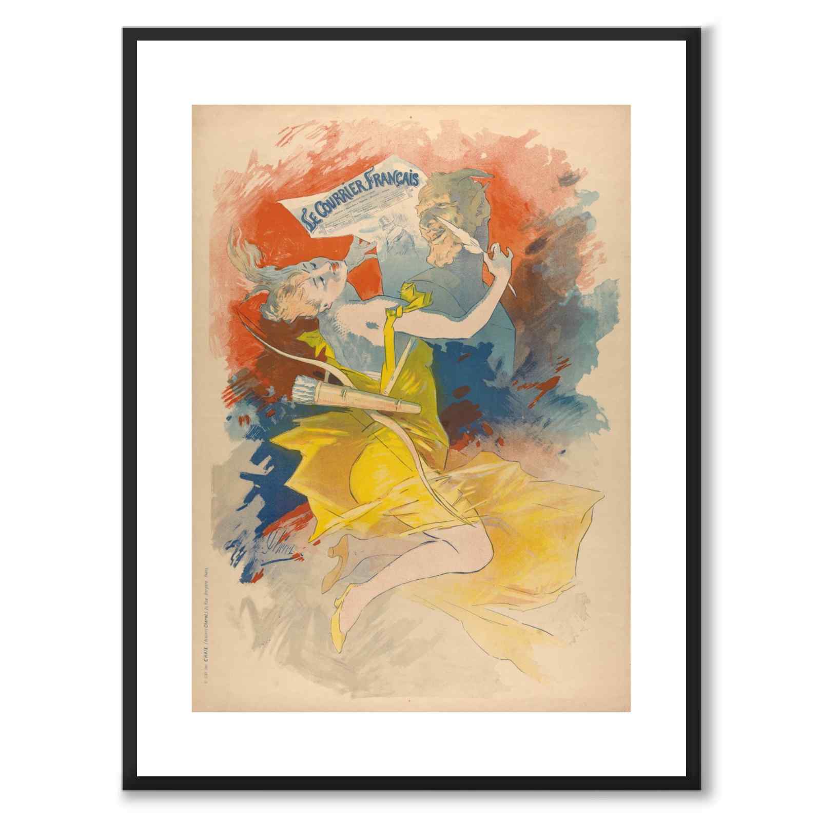 Courrier francáis som vintageillustration och poster från Historly – med vit kant utan titel