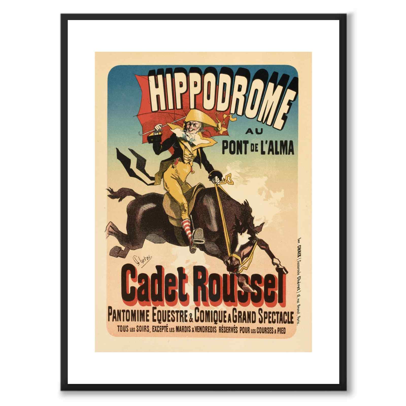 Hippodrome som vintageillustration och poster från Historly – med vit kant utan titel