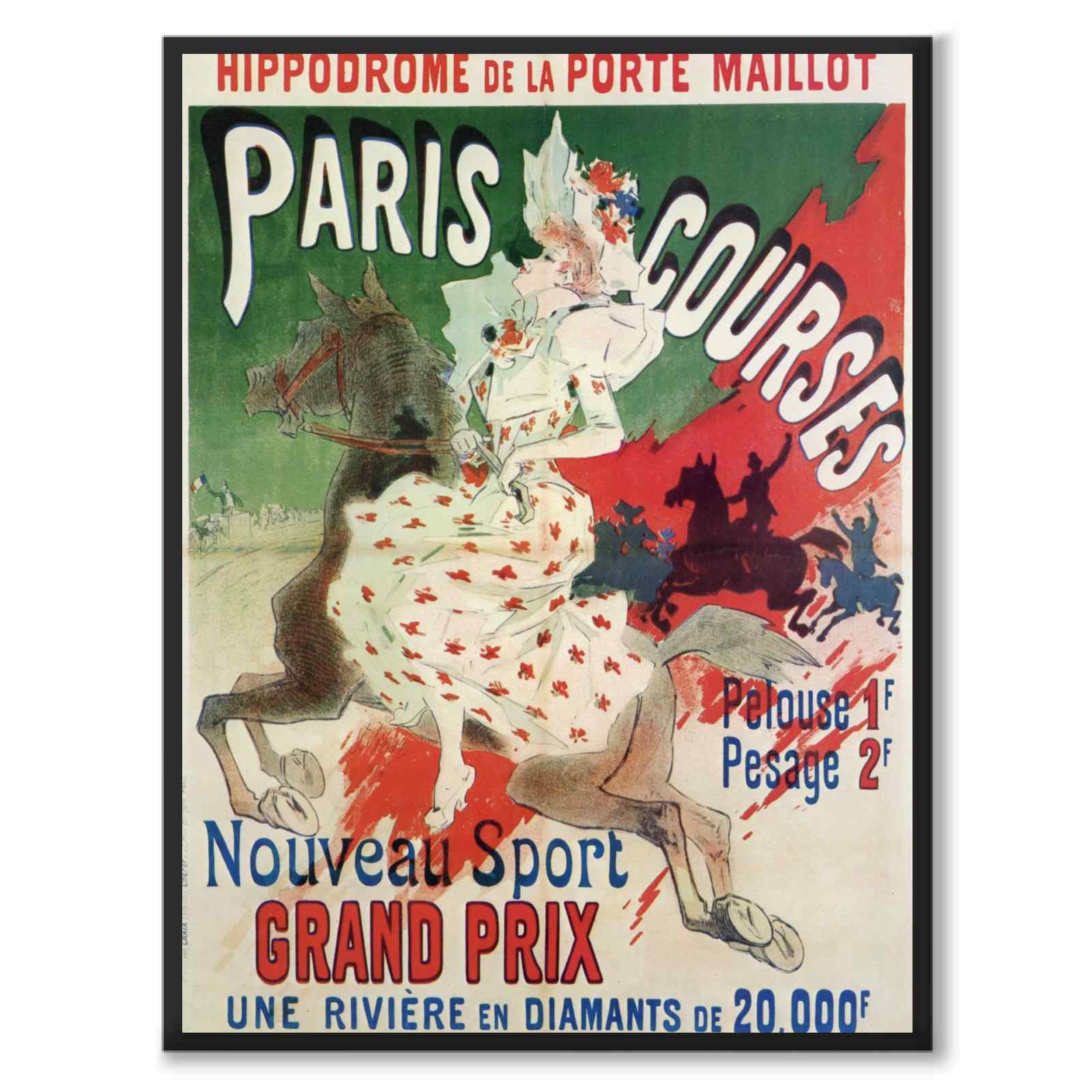 Paris Courses as a vintage illustration and poster from Historly – full image without white border