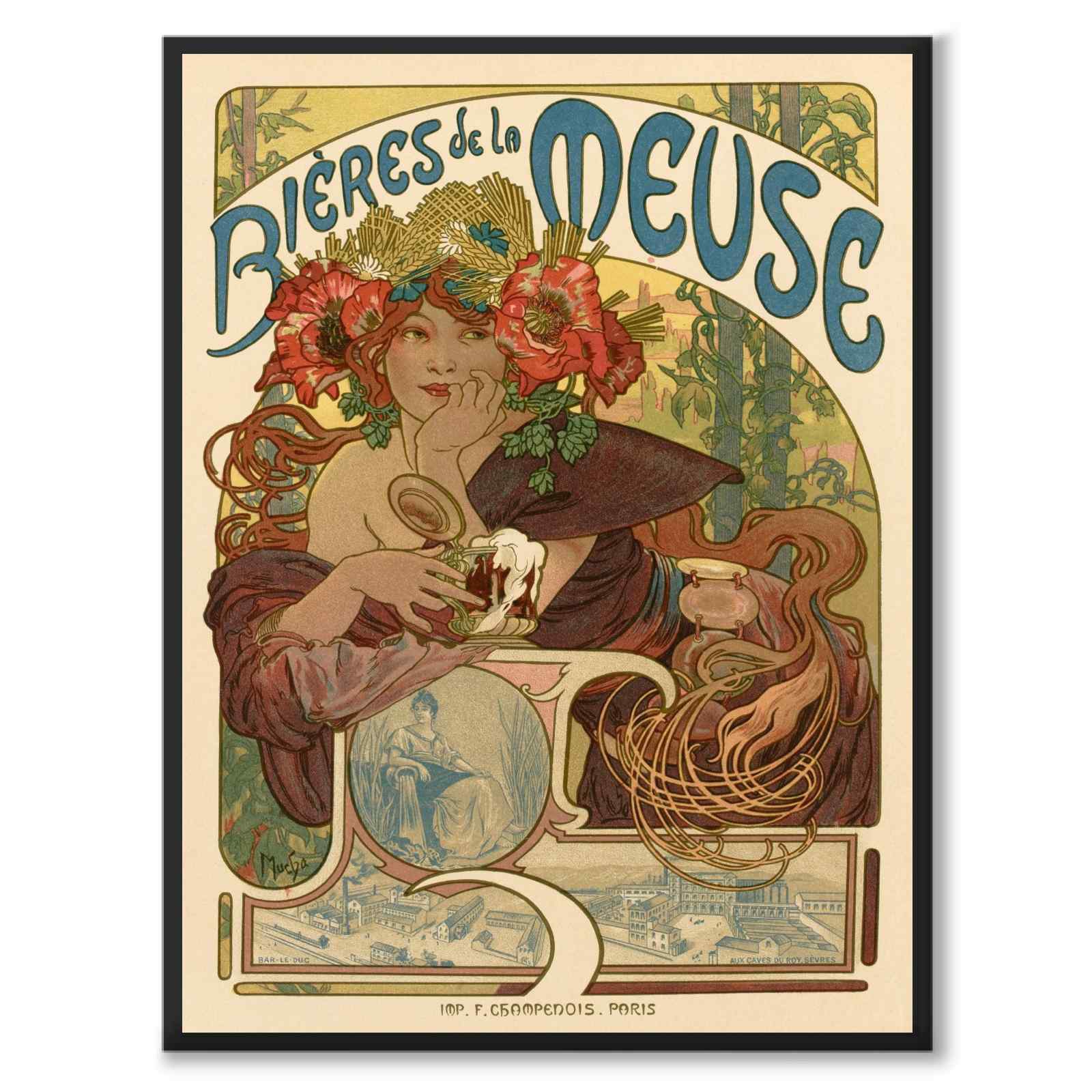 Bieres de la Muse som vintageillustration och poster från Historly – helbild utan vit kant