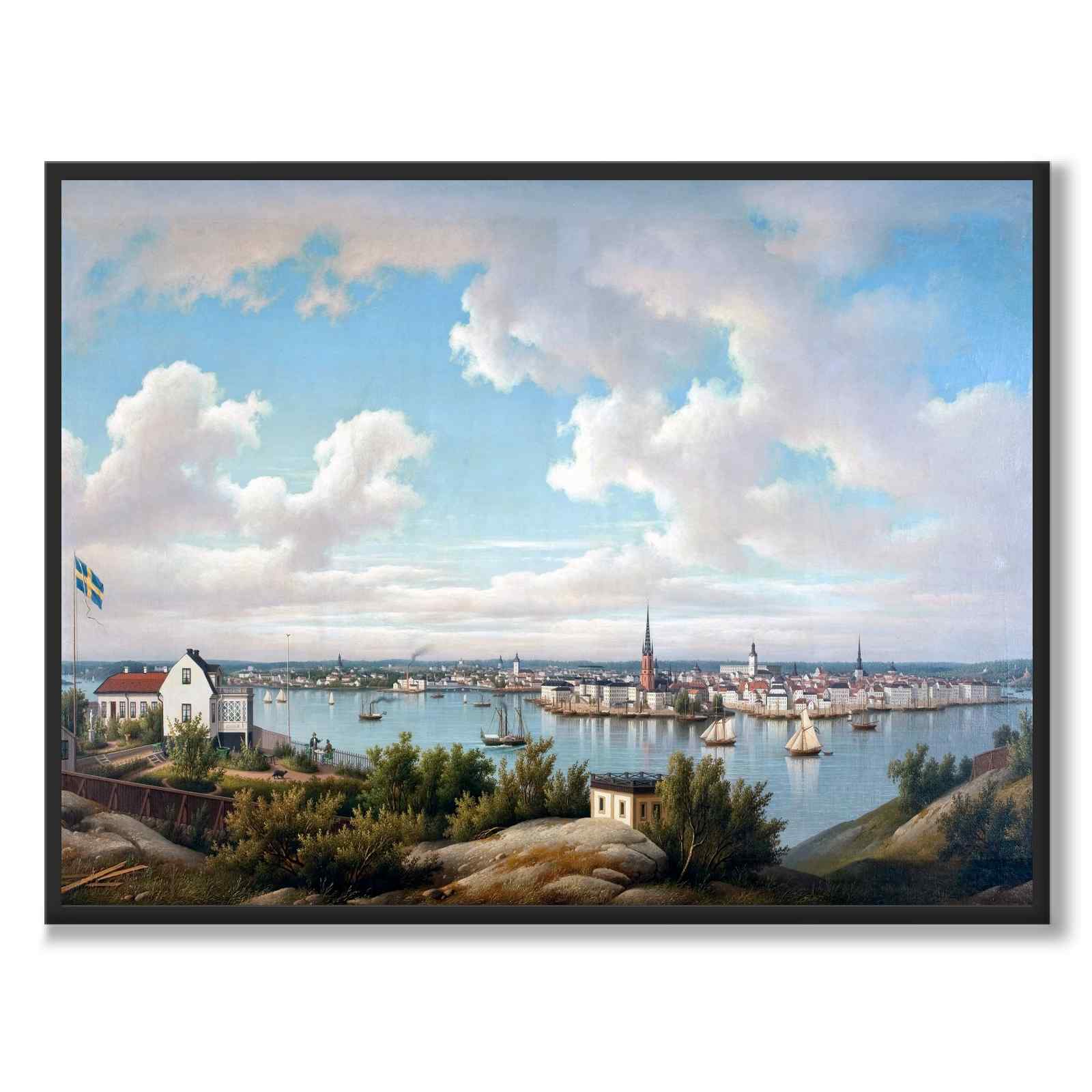 Utsikt över Stockholm som konstposter från Historly – helbild utan vit kant