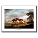 Hound Coursing a Stag som konstposter från Historly – med vit kant och titel
