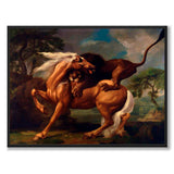 Lion Attacking a Horse as an art poster from Historly – full image without white border