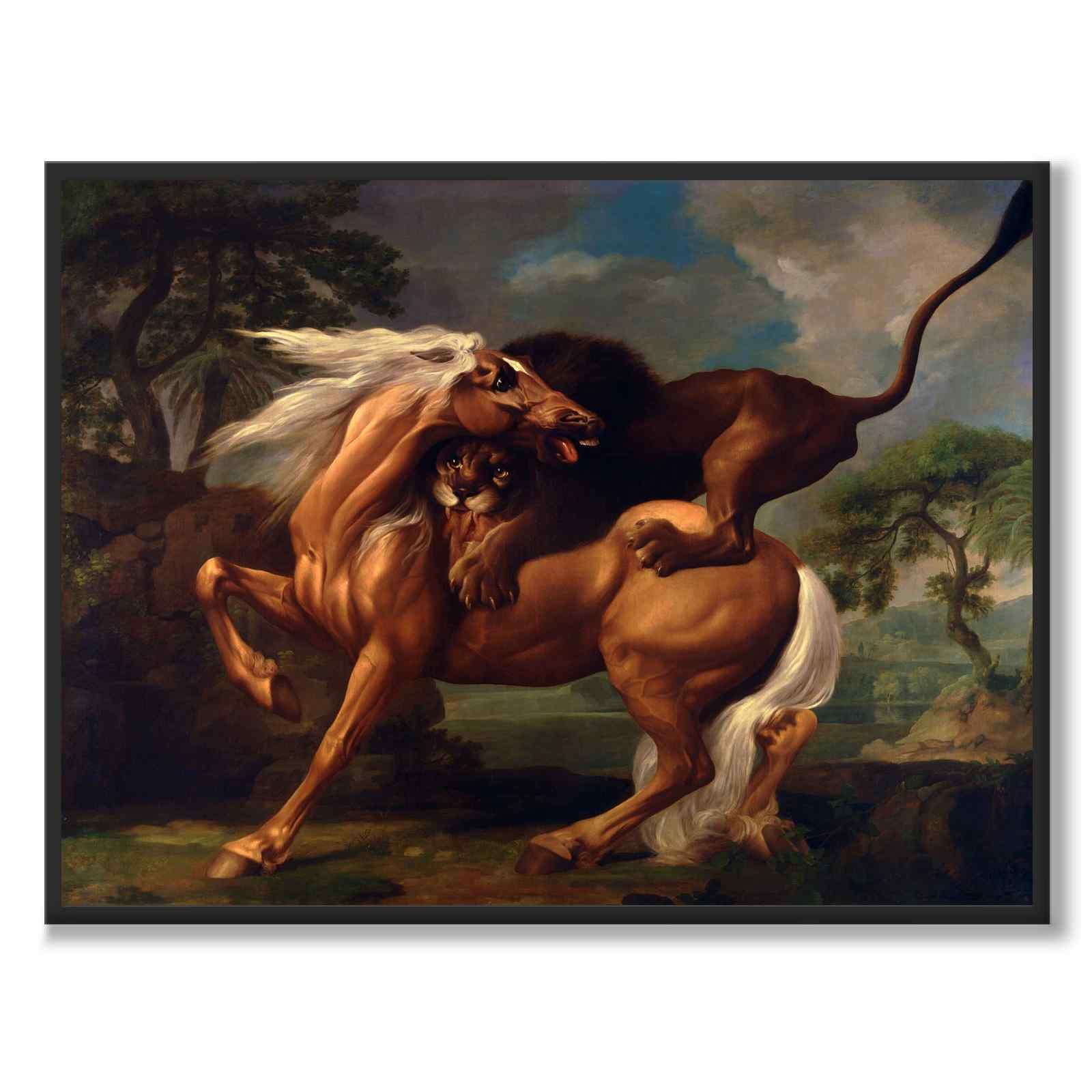 Lion Attacking a Horse as an art poster from Historly – full image without white border