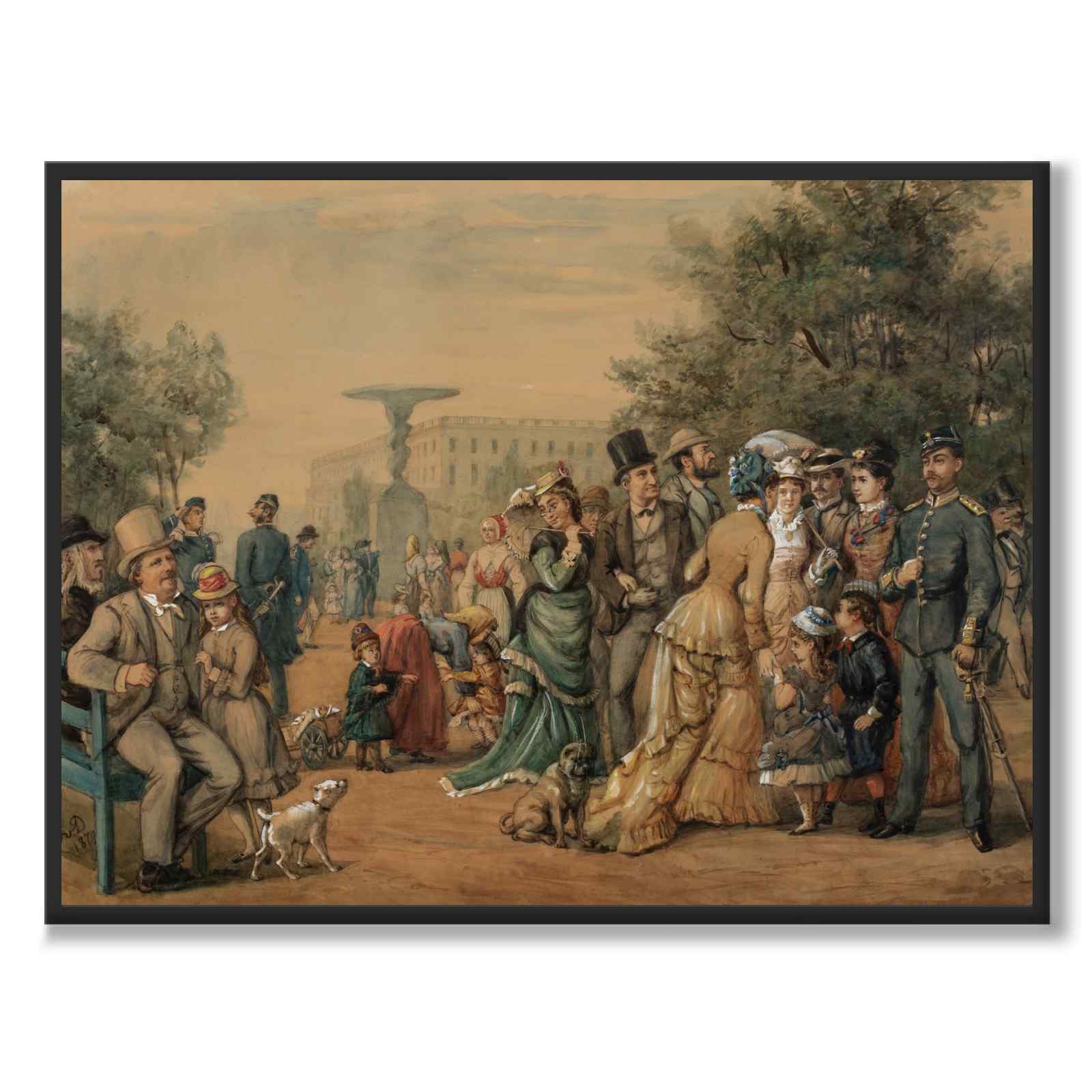 På promenad i Kungsträdgården som konstposter från Historly – helbild utan vit kant
