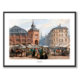 Saluhallen som konstposter från Historly – med vit kant och titel