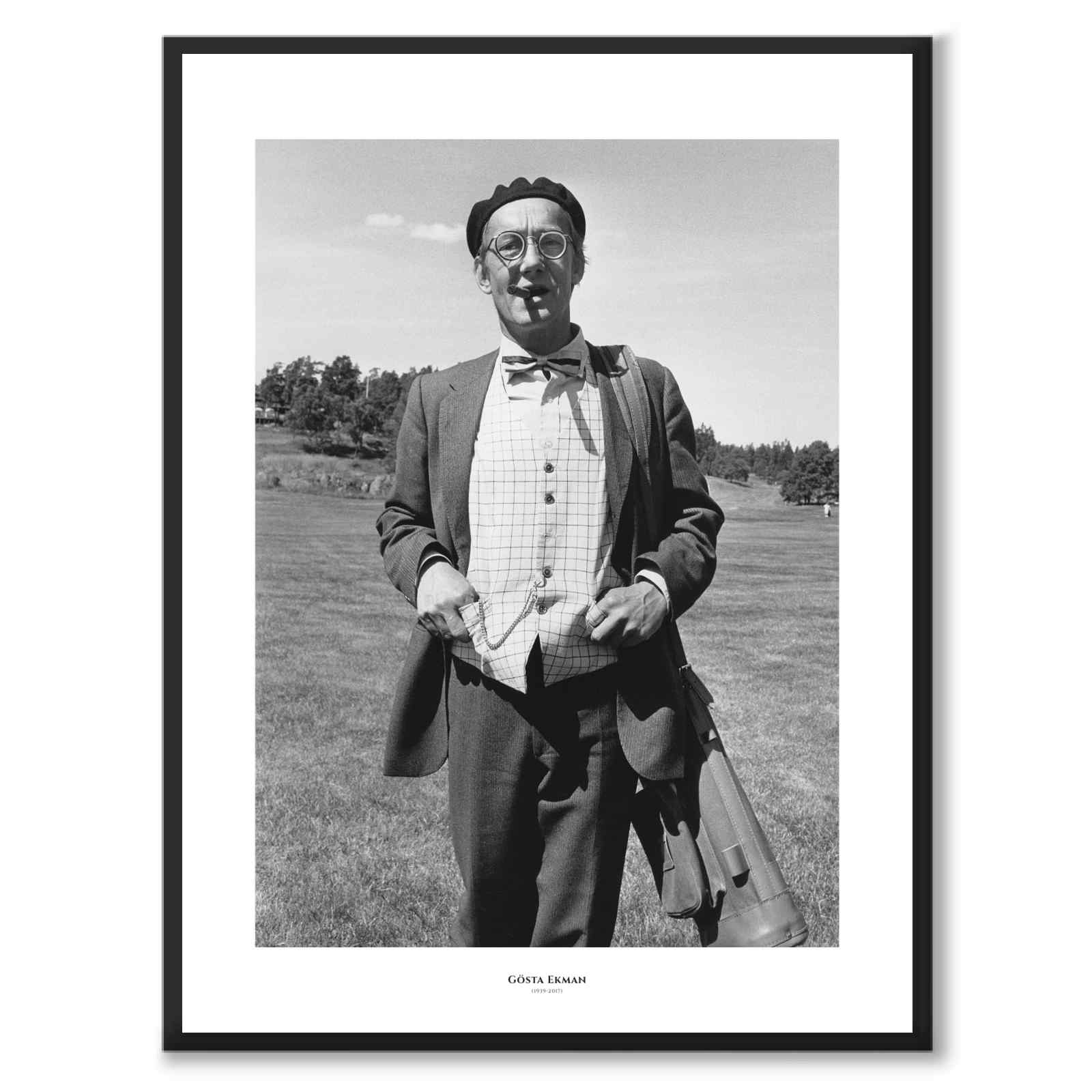 Gösta Ekman som historiskt fotografi och poster från Historly – med vit kant och titel