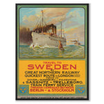 Travel to Sweden as a vintage illustration and poster from Historly – full image without white border