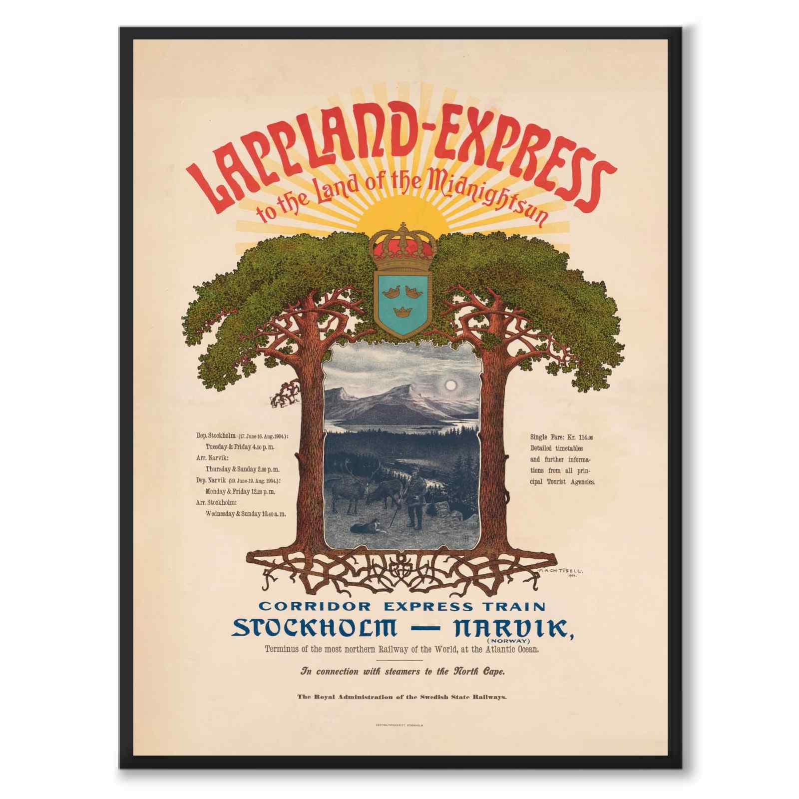 Lapland Express as a vintage illustration and poster from Historly – full image without white border
