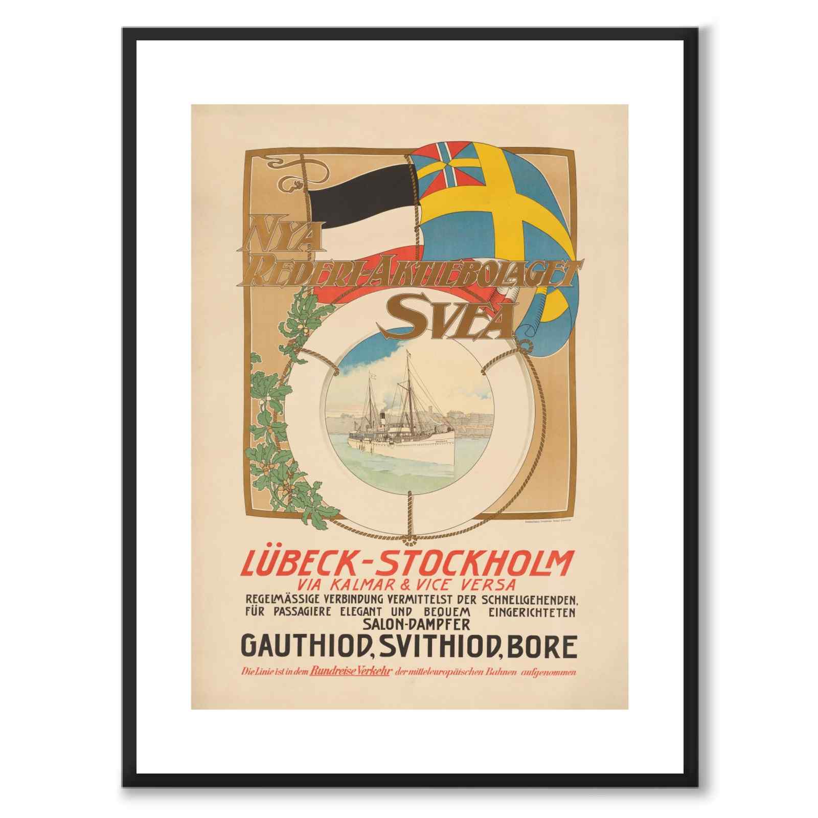 Nya rederiaktiebolaget Svea as a vintage illustration and poster from Historly – with white border without title
