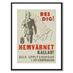 Hemvärnet kallar som vintageillustration och poster från Historly – med vit kant utan titel