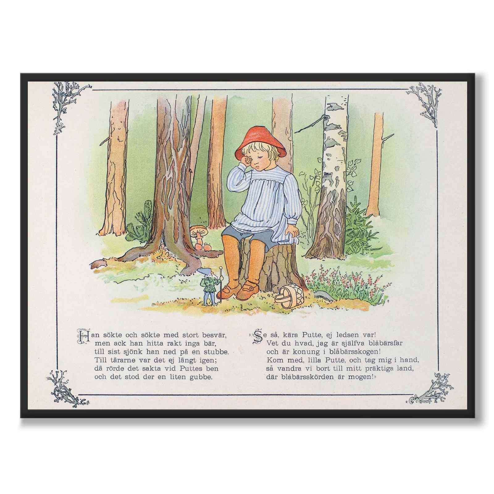 Putte's Adventures in the Blueberry Forest as a poster for a children's room from Historly – full image without white border – image 2