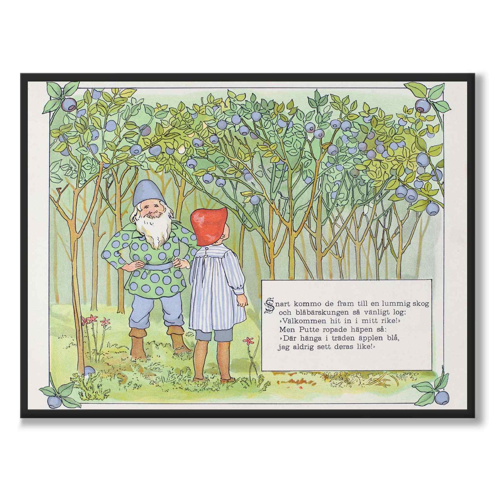 Putte's Adventures in Blueberry Forest as a poster for a children's room from Historly – full image without white border – image 2