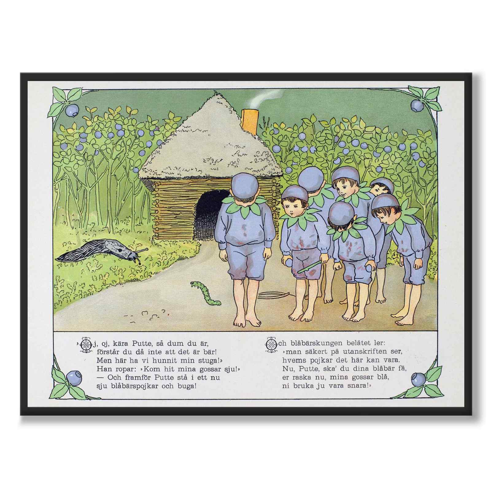 Putte's Adventures in the Blueberry Forest as a poster for a children's room from Historly – full image without white border – image 2