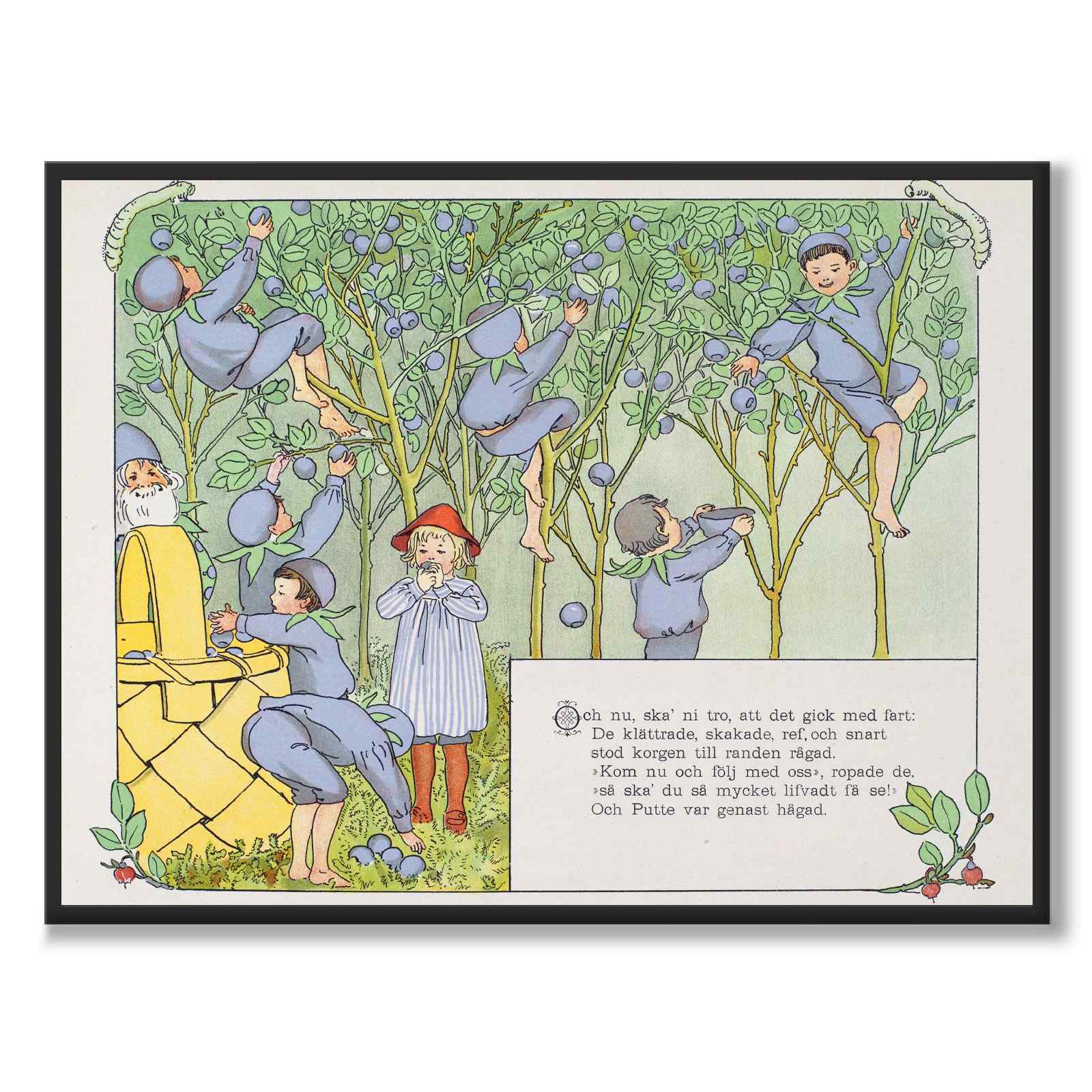 Putte's Adventures in Blueberry Forest as a poster for a children's room from Historly – full image without white border – image 2