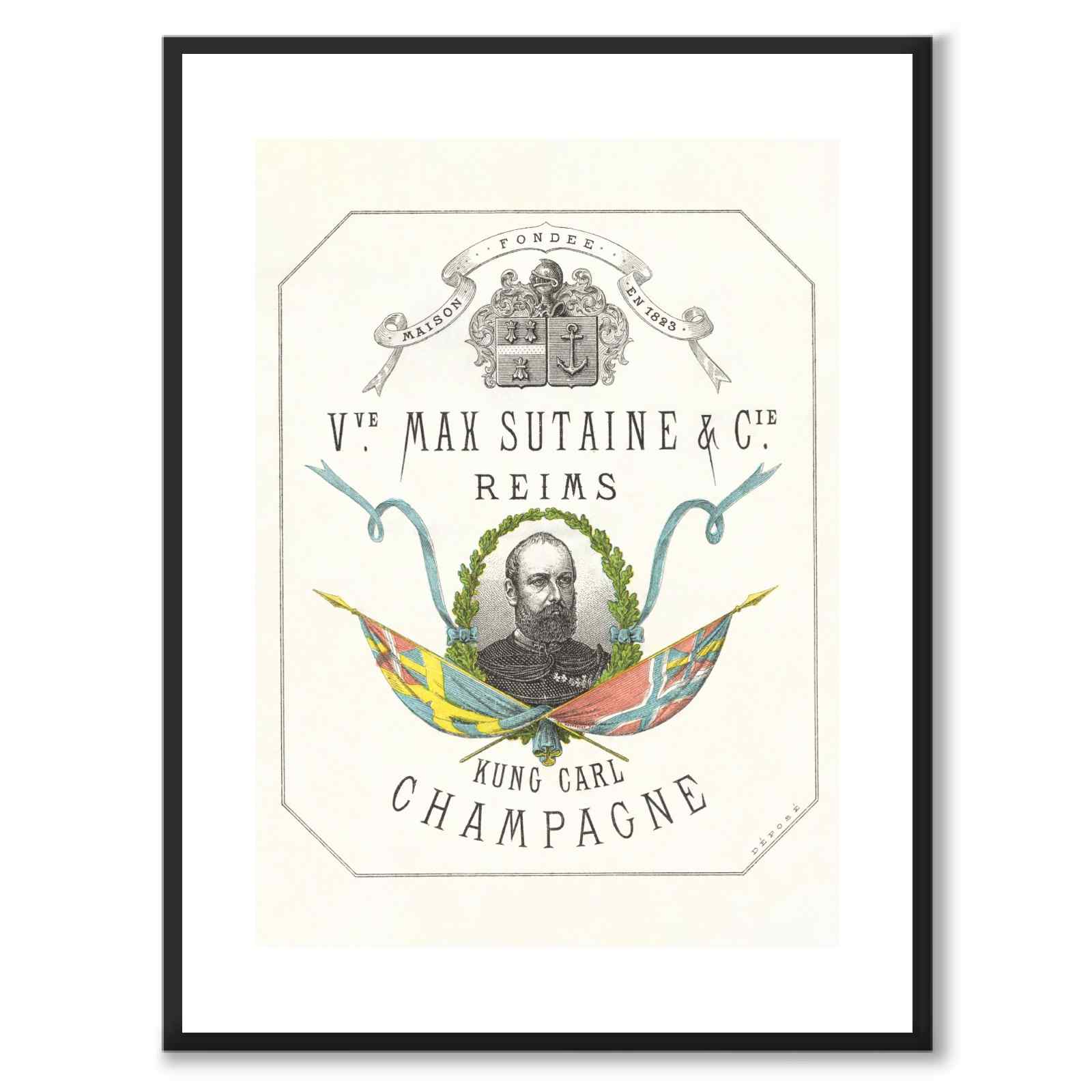 King Charles Champagne as a vintage illustration and poster from Historly – with white border without title