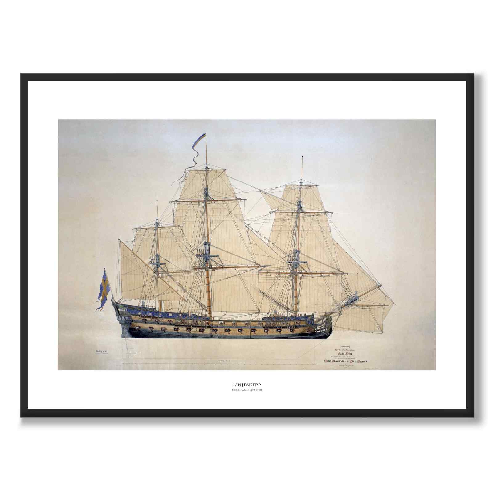 Ship of the Line by Jacob Hägg as an art poster from Historly – with white border and title