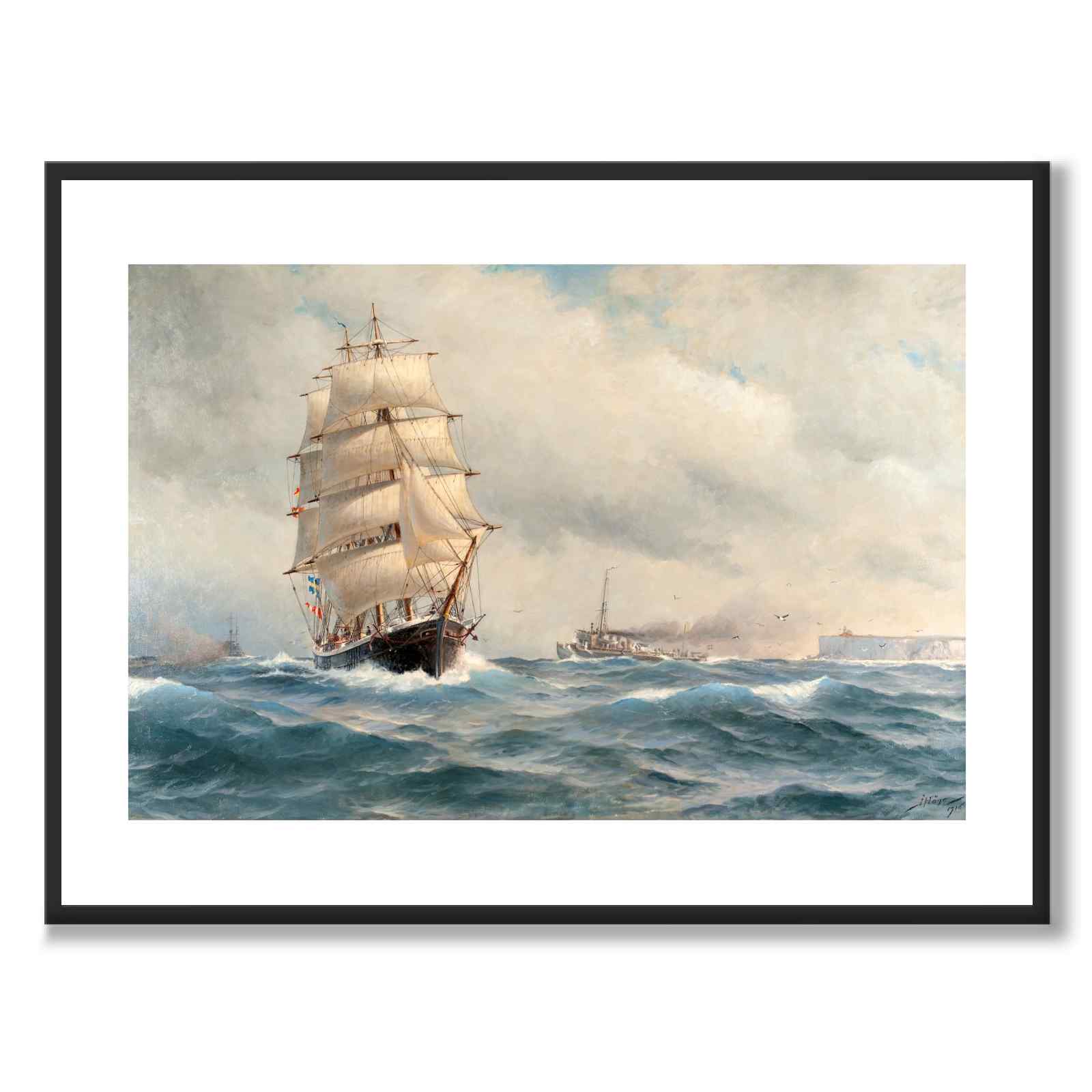 Three-Masted Barque by Jacob Hägg as an art poster from Historly – with white border without title