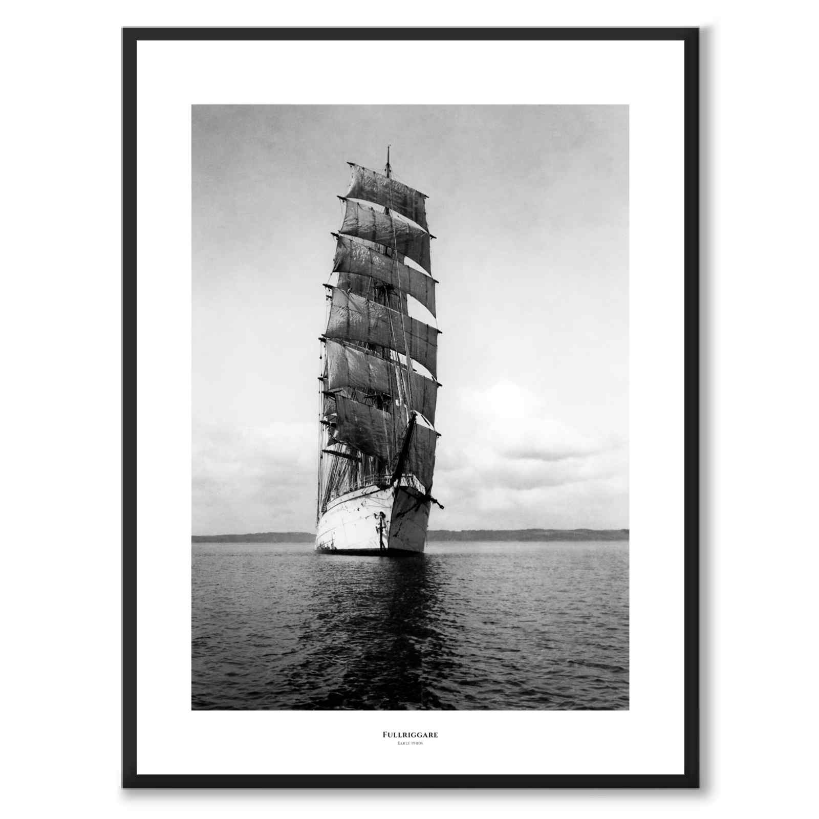Full-rigged ship as a historic photograph and poster from Historly – with white border and title