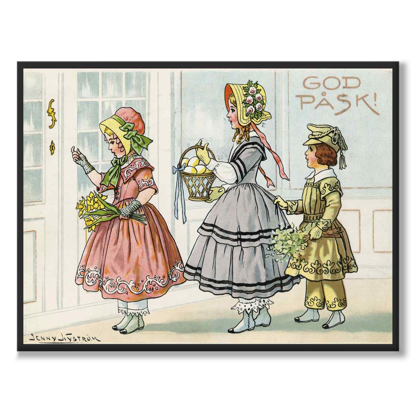 God Påsk! av Jenny Nyström som vintageillustration och poster från Historly – helbild utan vit kant