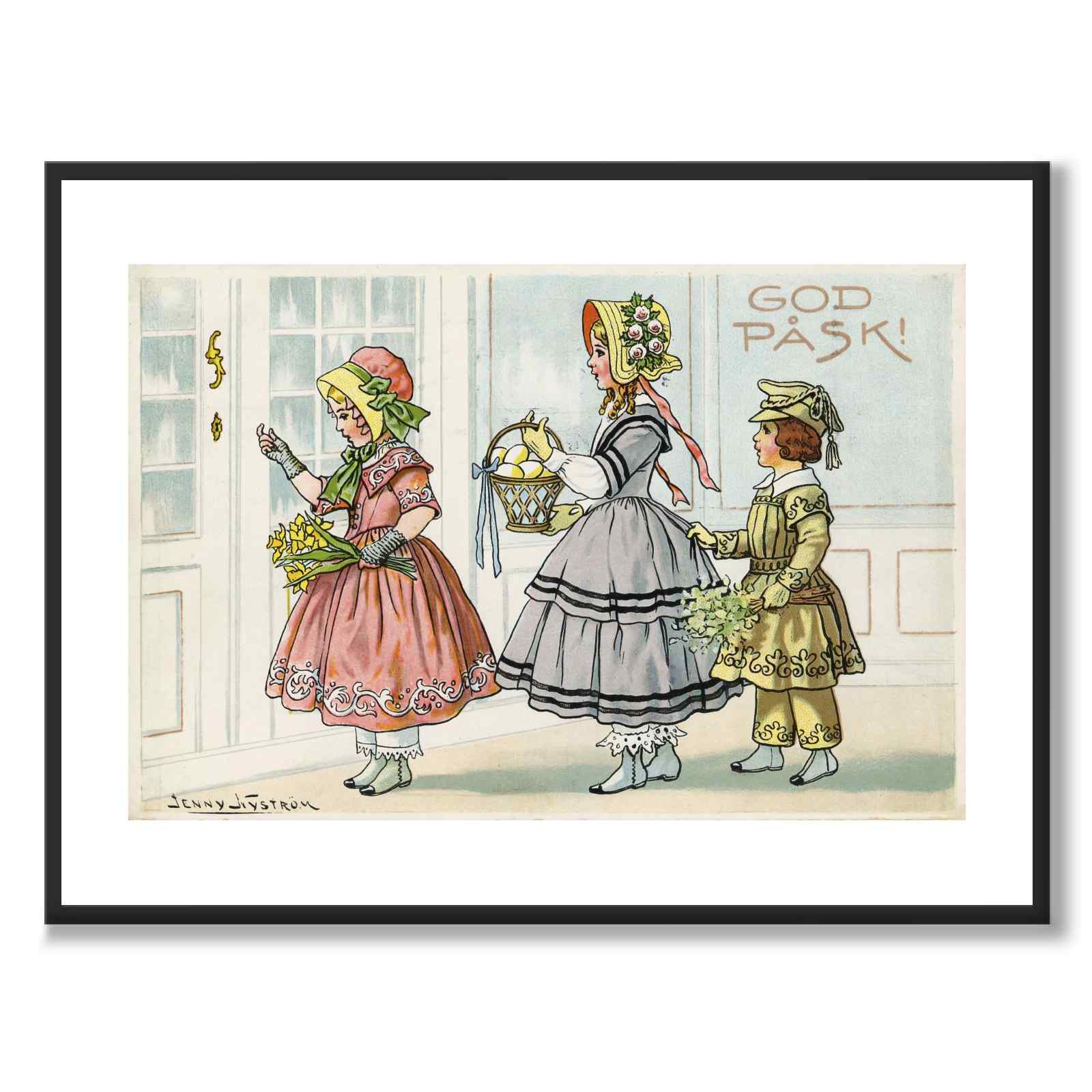 Happy Easter! by Jenny Nyström as a vintage illustration and poster from Historly – with white border without title