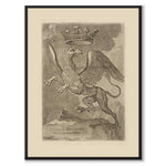 The coat of arms of Södermanland as a vintage illustration and poster from Historly – full image without white border