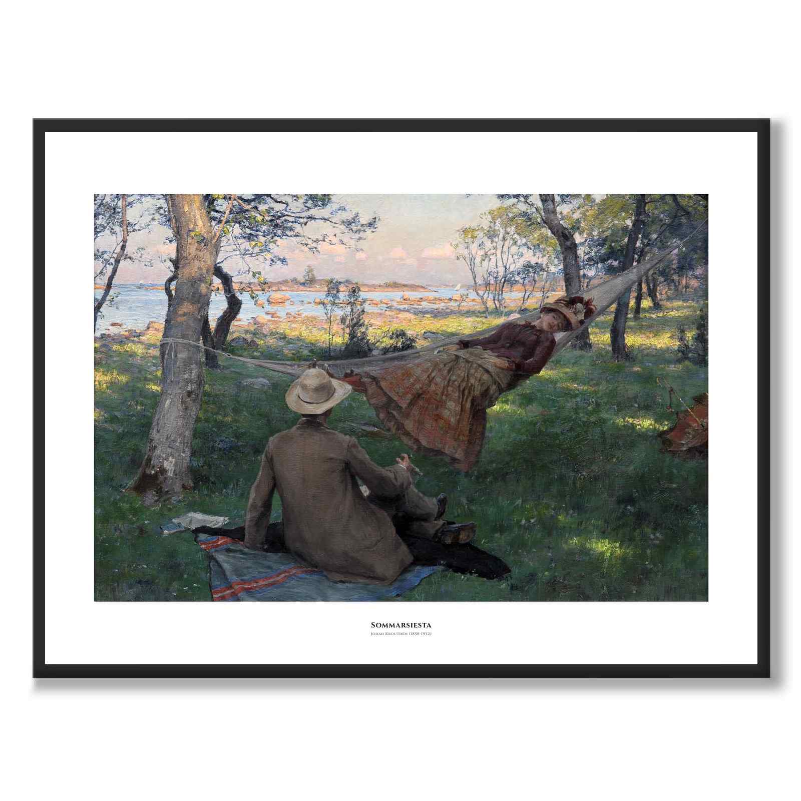 Sommarsiesta af Johan Krouthén som plakat – hvid kant & titel