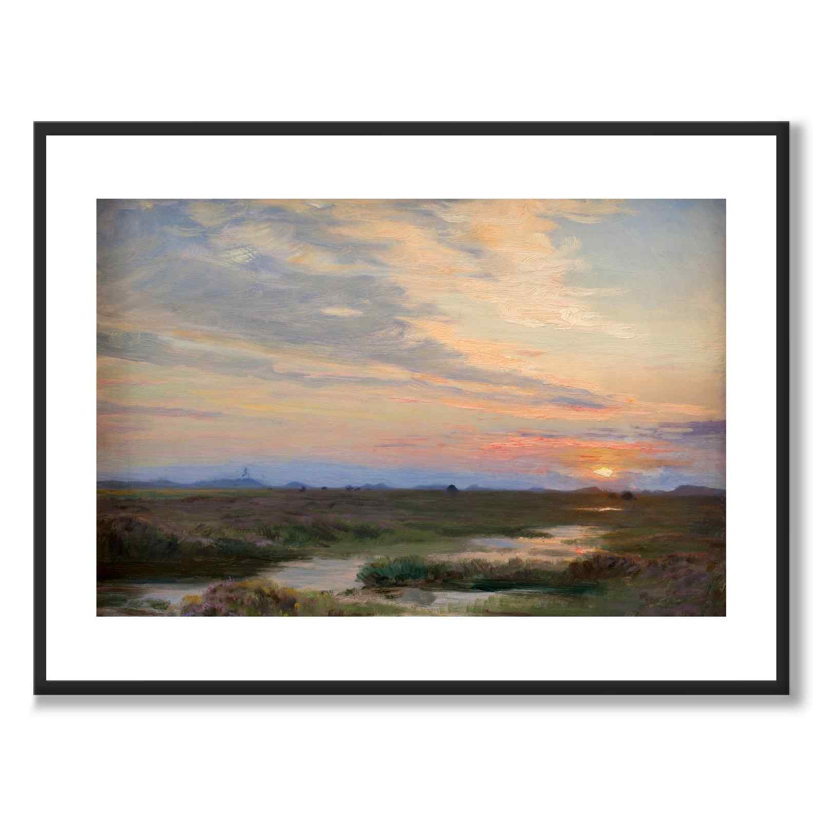 Aftenstemning fra Skagen af P.S. Krøyer som plakat – hvid kant