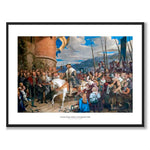 Gustav Vasas intåg i Stockholm 1523 som historisk Stockholmsposter från Historly – med vit kant och titel