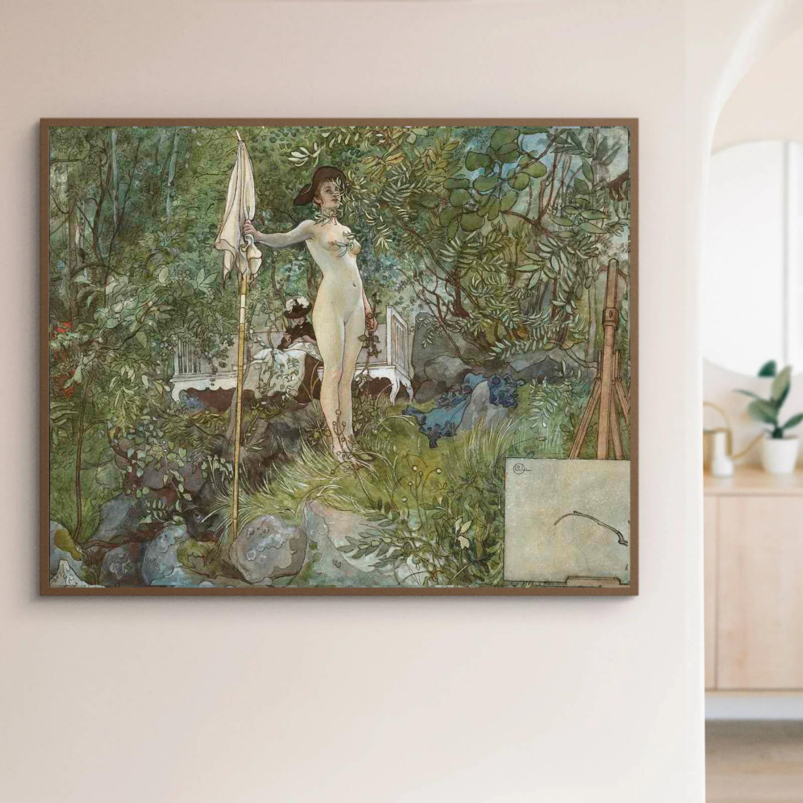 Frilufts-ateljé av Carl Larsson som väggkonst i inspirerande inredningsmiljö