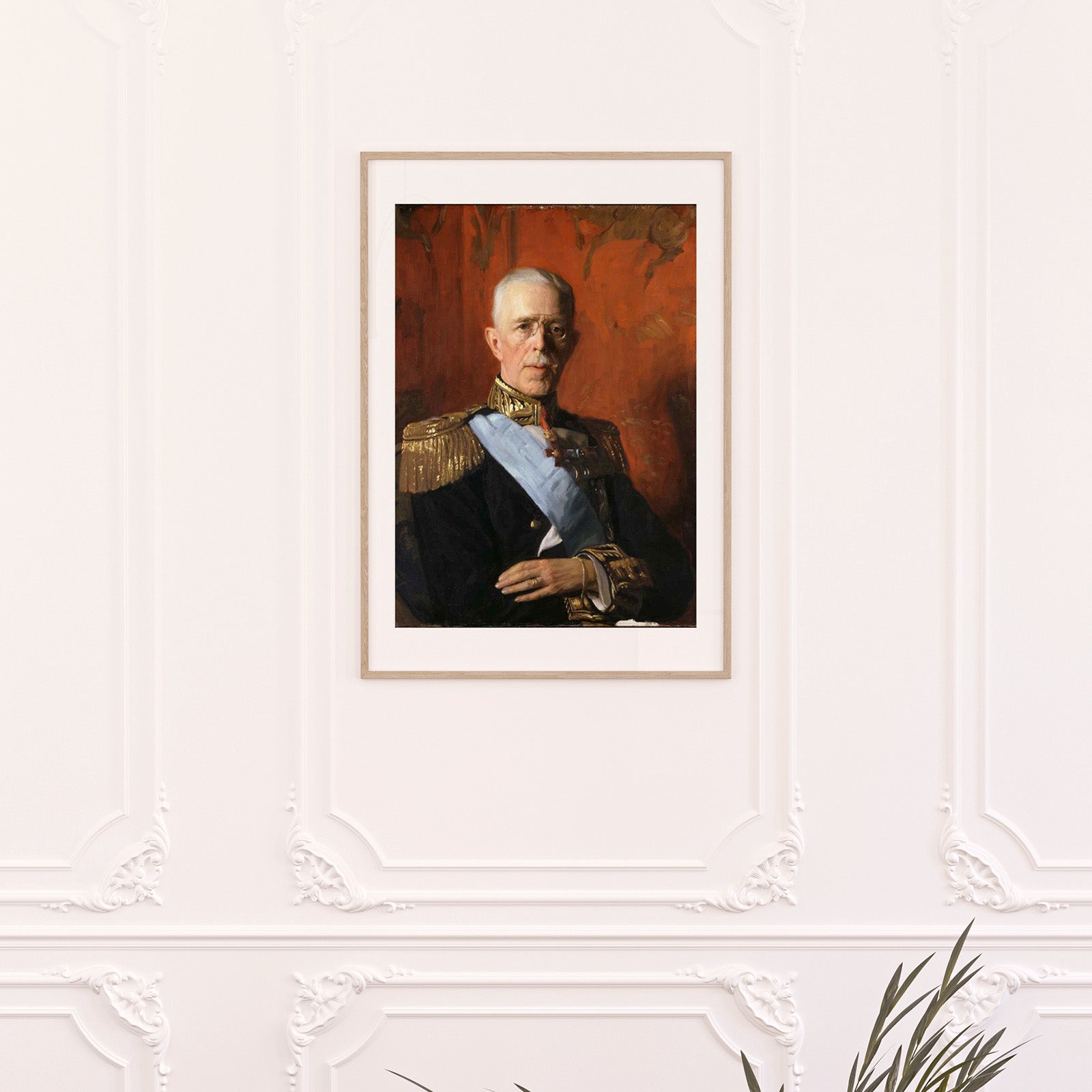Gustav V som väggkonst i inspirerande inredningsmiljö