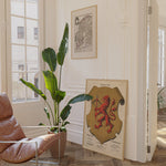 The coat of arms of Småland as wall art in an inspiring interior setting