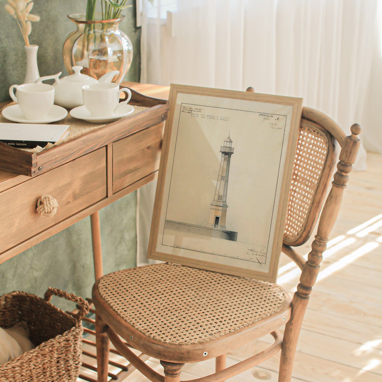 Malmö lighthouse beacon 1880 as wall art in an inspiring interior setting