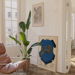 Carte des Courones de Nord as wall art in an inspiring interior setting