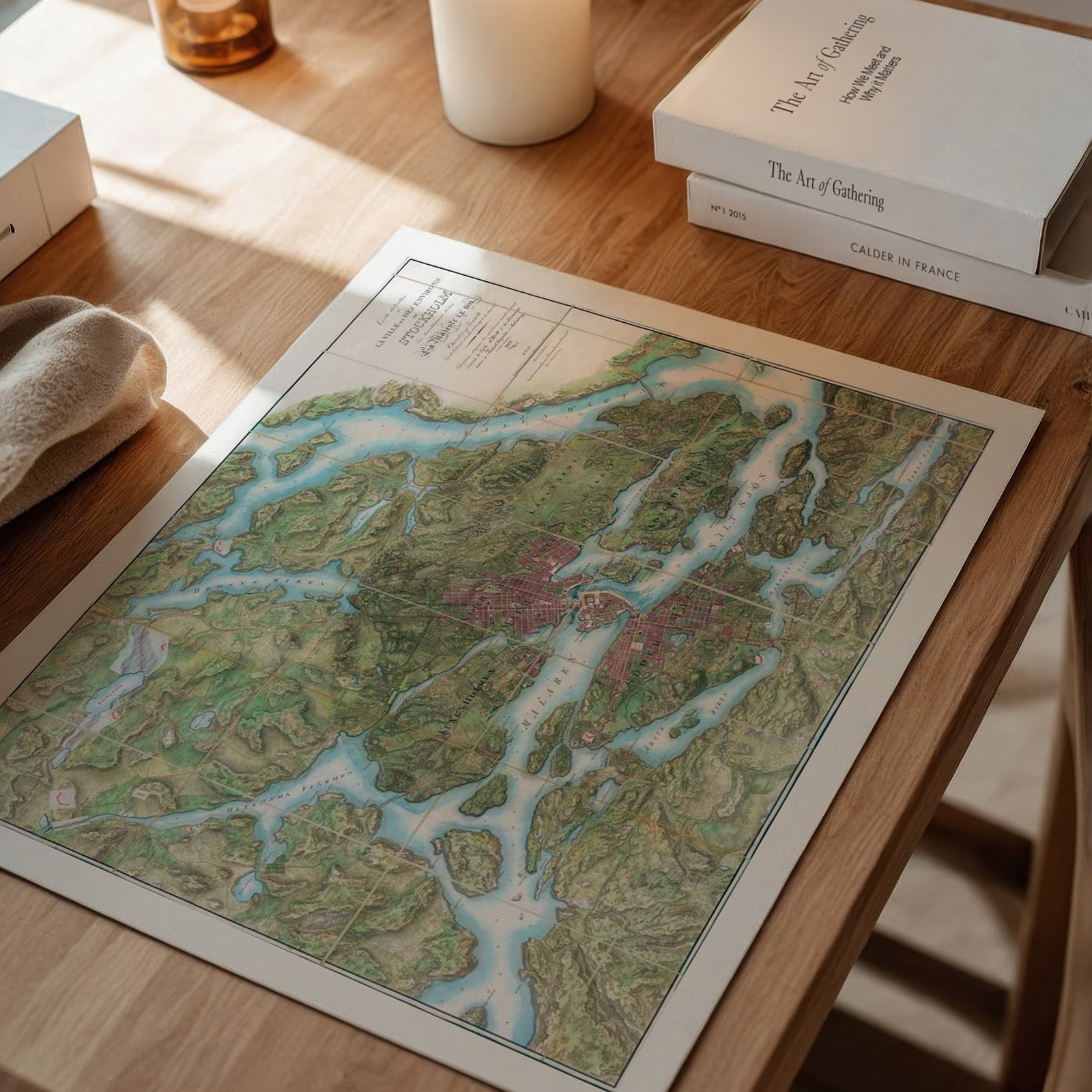 Stockholm 1822 som väggkonst i inspirerande inredningsmiljö