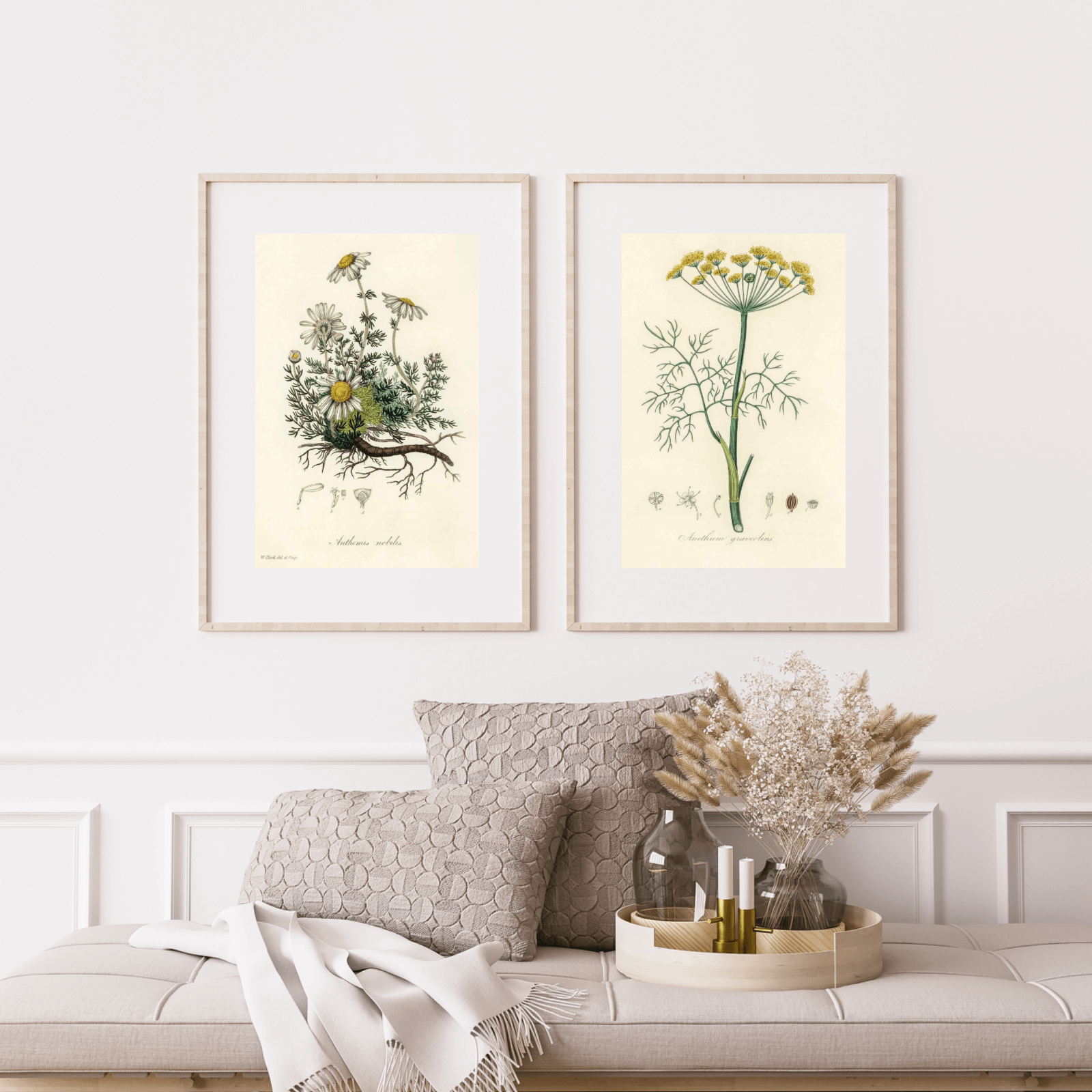 Chamomile som väggkonst i inspirerande inredningsmiljö