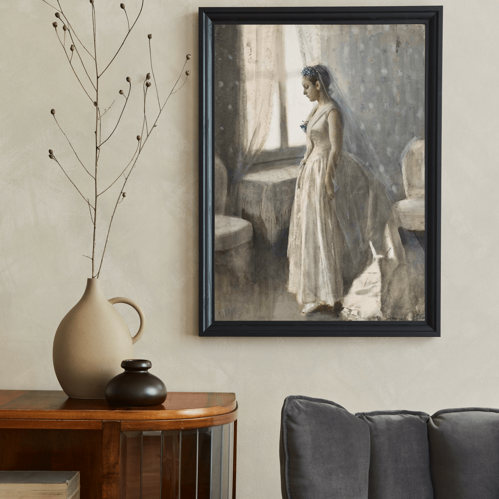 Bruden av Anders Zorn som väggkonst i inspirerande inredningsmiljö